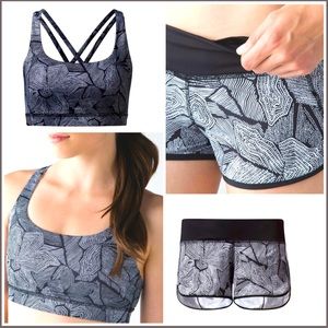 Lululemon MATCHING SET Dottie Tribe Energy Bra Speed Short Set